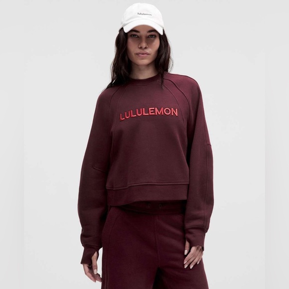 lululemon athletica Tops - NWT ✨ Lululemon‎ Scuba Oversized Pullover *Wordmark Garnet Size XL/XXL